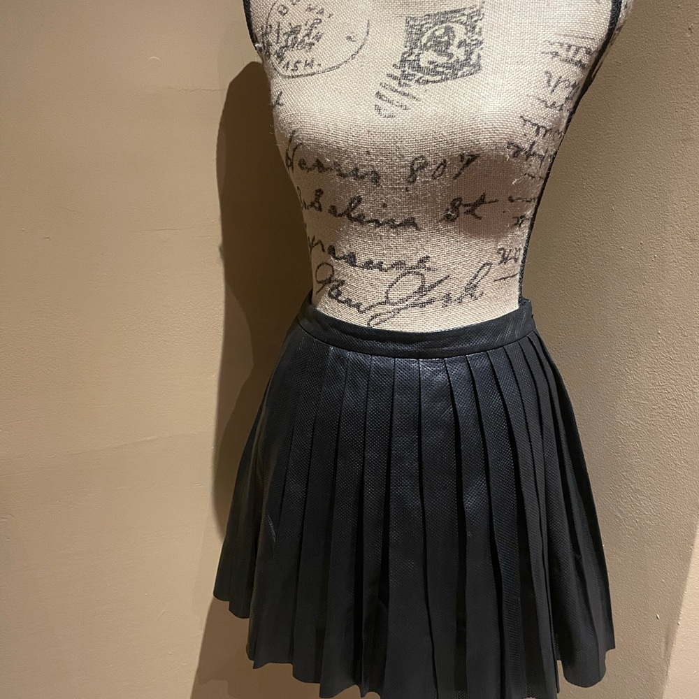 Pleated leather skirt